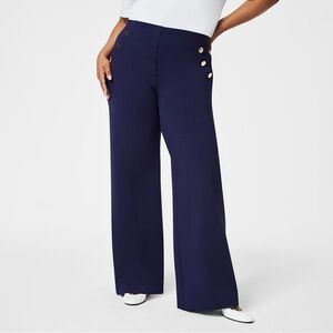 Spanx Pointe The Perfect Pant Button Wide-Leg Navy (L)